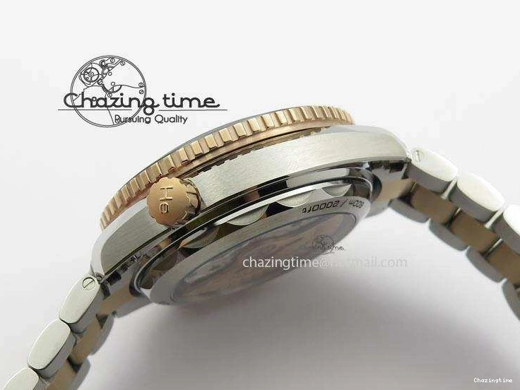 0320 FlexibleFit Seamaster Professional Chrono SS RG Blue Ceramic Blue Dial On SS RG Bracelet A 8211